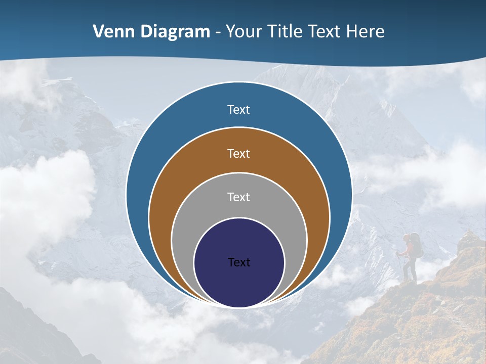 A Man Hiking Up A Mountain On A Sunny Day PowerPoint Template
