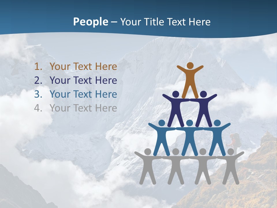 A Man Hiking Up A Mountain On A Sunny Day PowerPoint Template