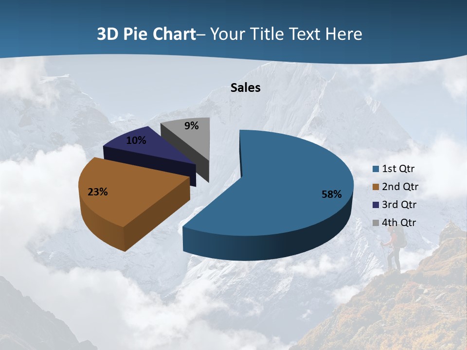 A Man Hiking Up A Mountain On A Sunny Day PowerPoint Template