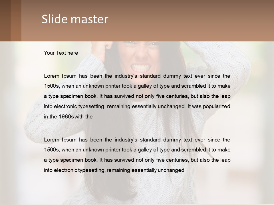 A Woman Holding Her Hair In Front Of Her Head PowerPoint Template