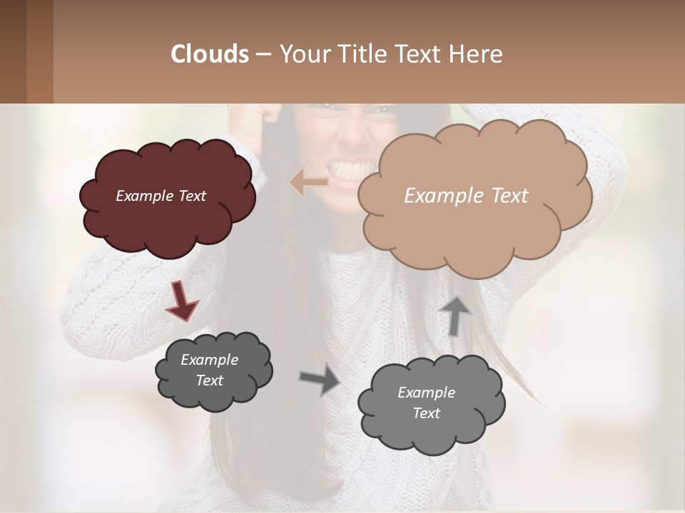 A Woman Holding Her Hair In Front Of Her Head PowerPoint Template