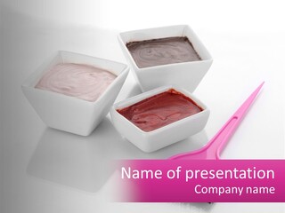 Three Bowls Of Food With A Spoon On A Table PowerPoint Template