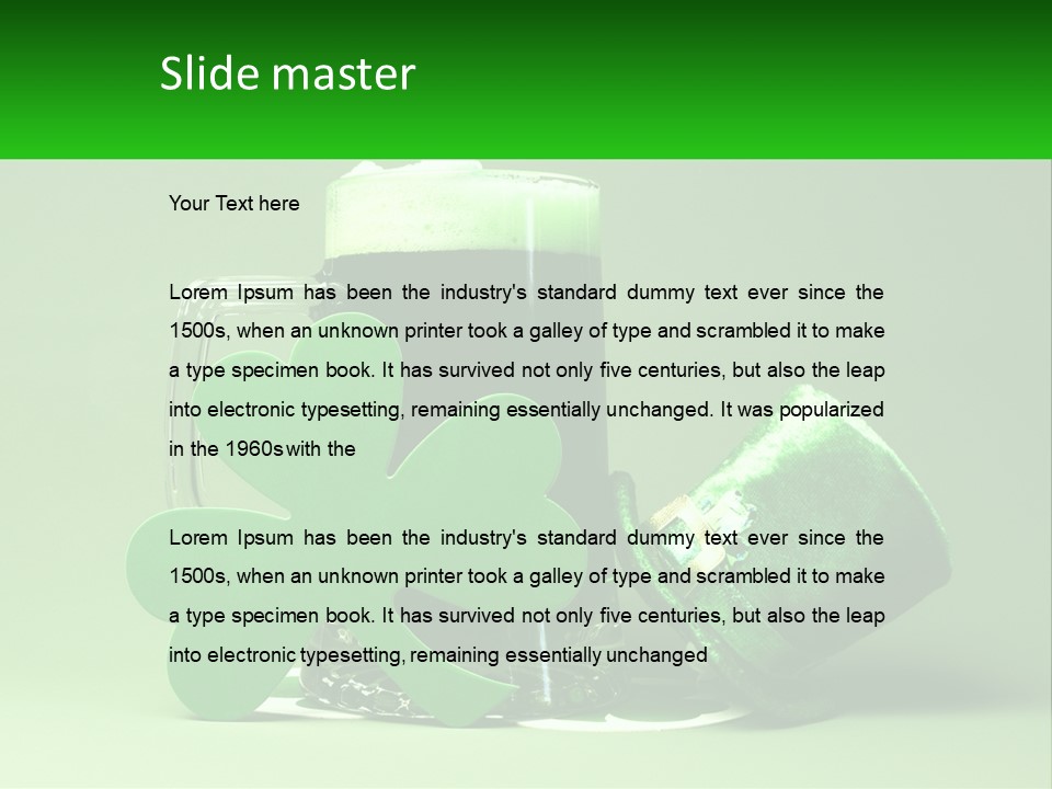 A Glass Of Beer With A Shamrock Next To It PowerPoint Template