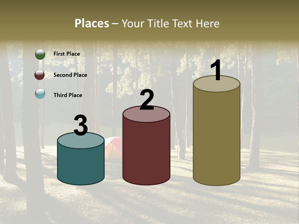 A Tent In The Woods With A Lake In The Background PowerPoint Template