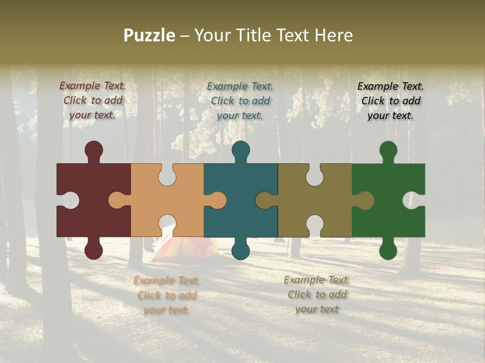 A Tent In The Woods With A Lake In The Background PowerPoint Template