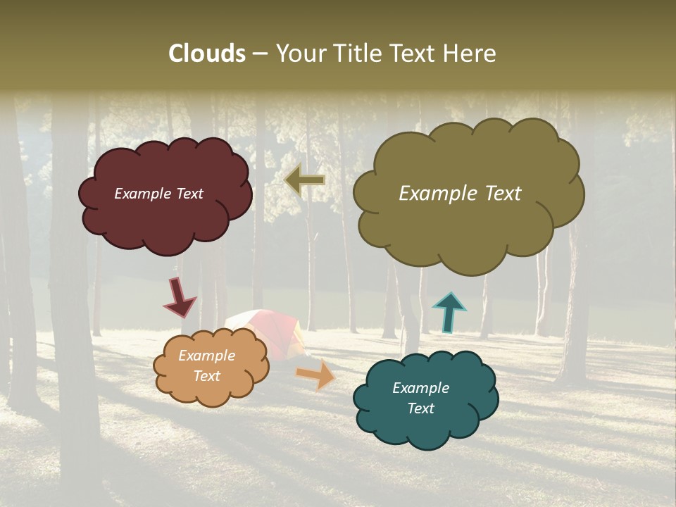 A Tent In The Woods With A Lake In The Background PowerPoint Template