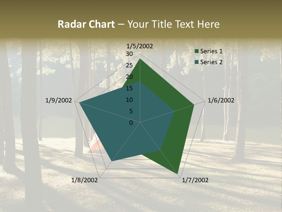 A Tent In The Woods With A Lake In The Background PowerPoint Template