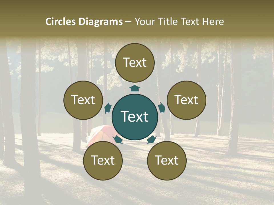 A Tent In The Woods With A Lake In The Background PowerPoint Template