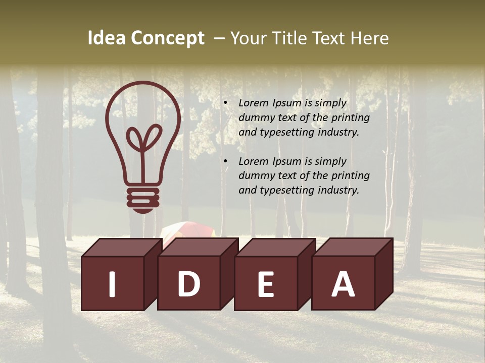 A Tent In The Woods With A Lake In The Background PowerPoint Template