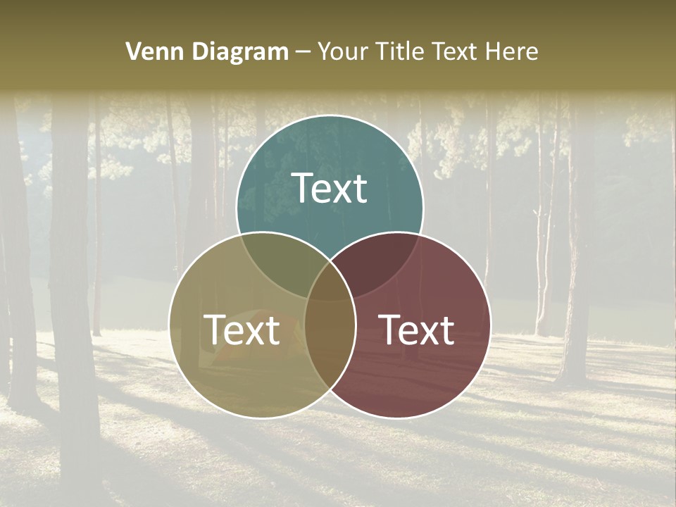 A Tent In The Woods With A Lake In The Background PowerPoint Template