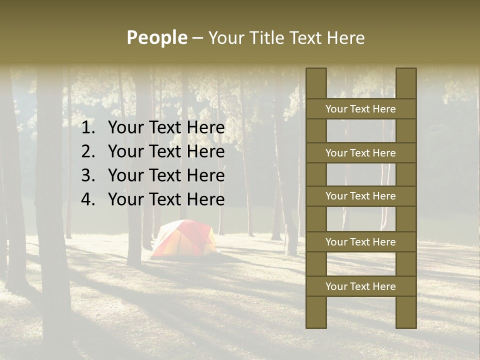 A Tent In The Woods With A Lake In The Background PowerPoint Template
