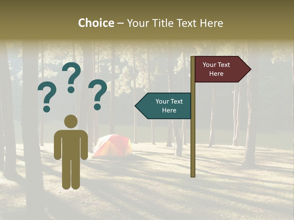 A Tent In The Woods With A Lake In The Background PowerPoint Template