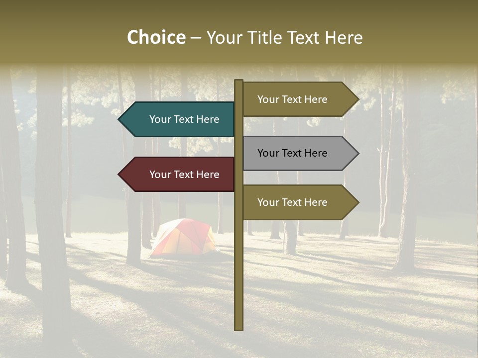 A Tent In The Woods With A Lake In The Background PowerPoint Template