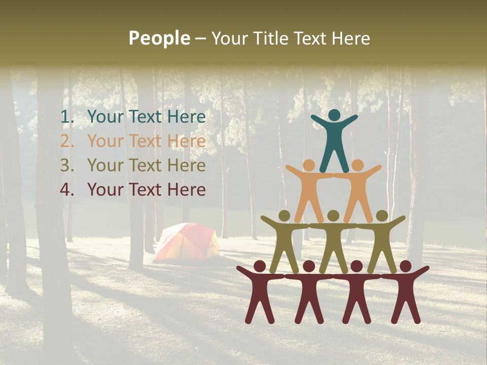 A Tent In The Woods With A Lake In The Background PowerPoint Template