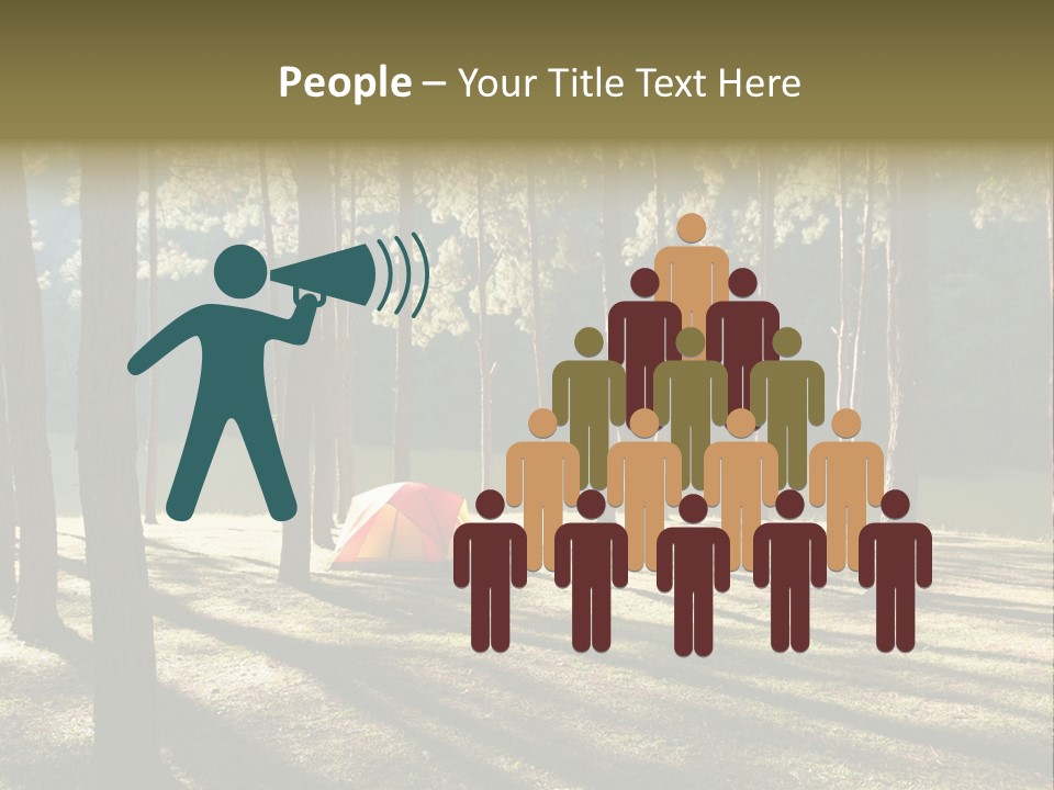 A Tent In The Woods With A Lake In The Background PowerPoint Template