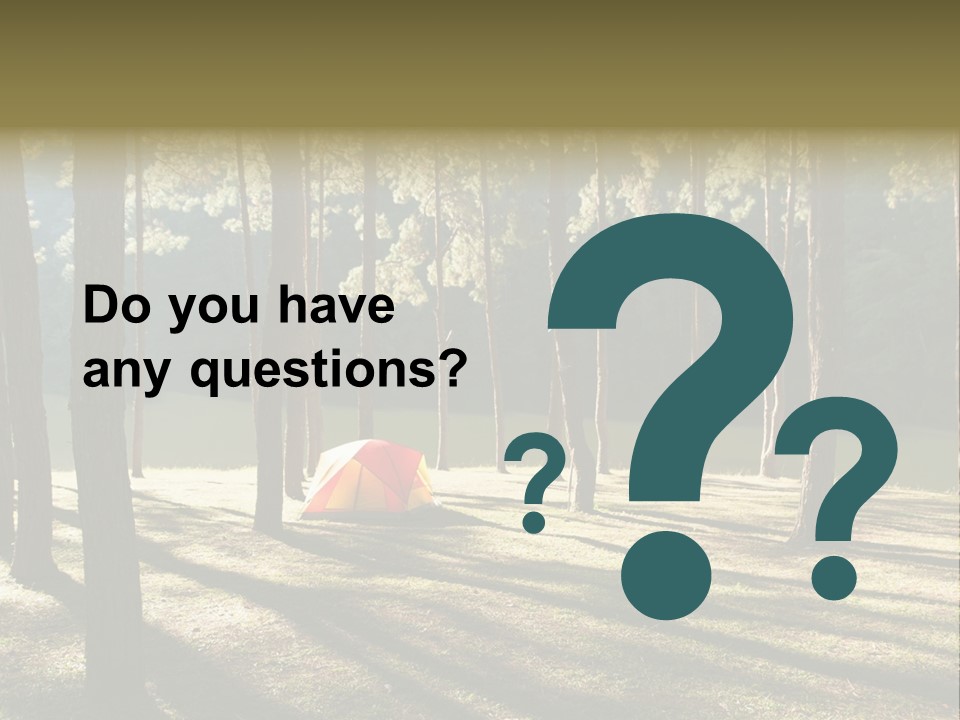 A Tent In The Woods With A Lake In The Background PowerPoint Template