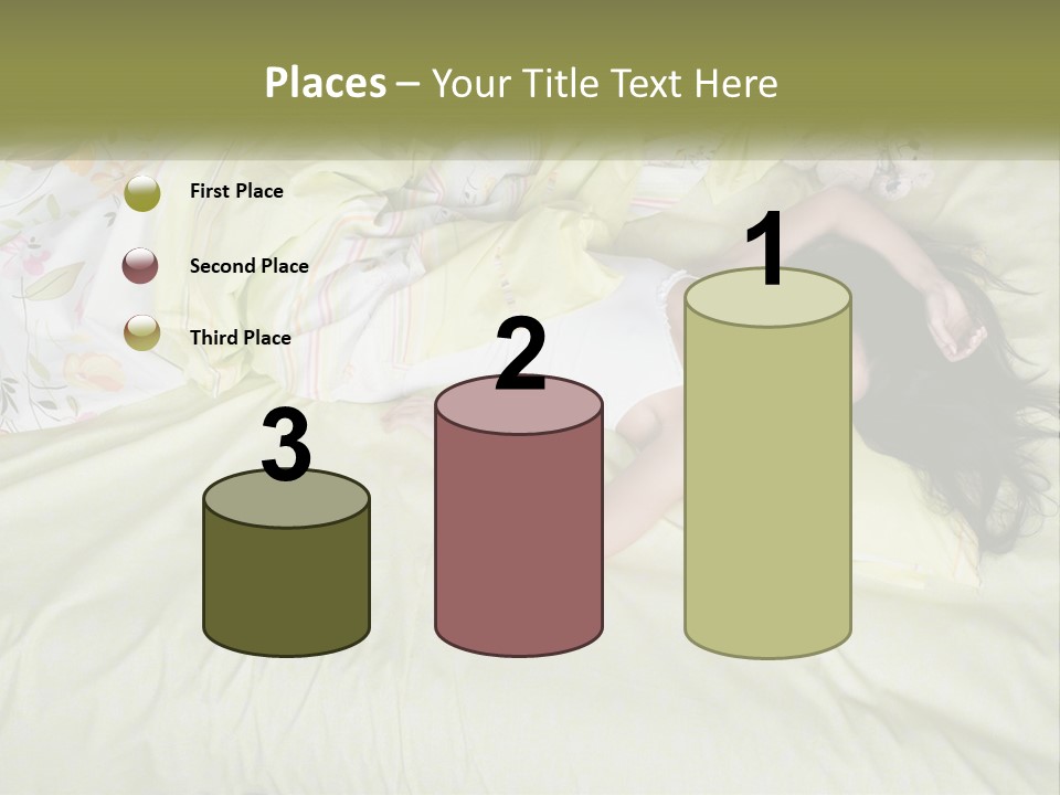 A Woman Laying On A Bed With A Teddy Bear PowerPoint Template