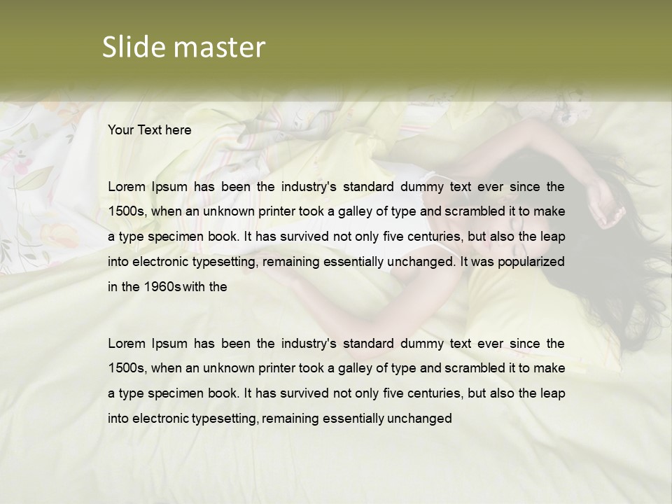 A Woman Laying On A Bed With A Teddy Bear PowerPoint Template