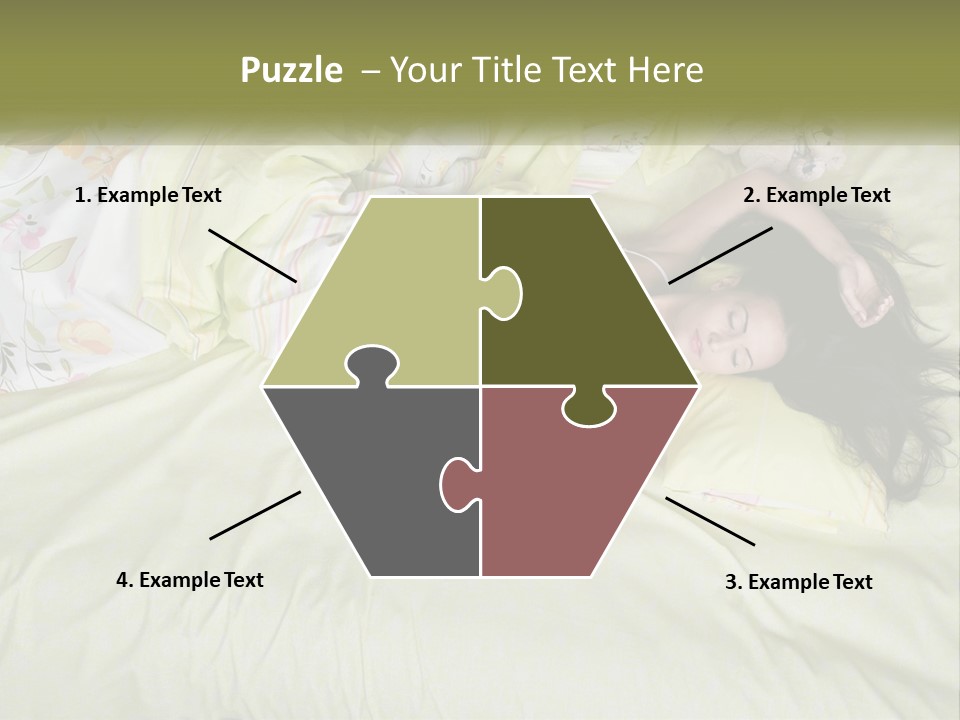 A Woman Laying On A Bed With A Teddy Bear PowerPoint Template