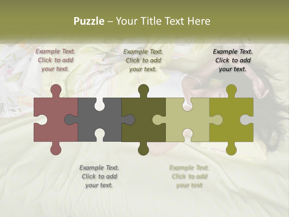 A Woman Laying On A Bed With A Teddy Bear PowerPoint Template