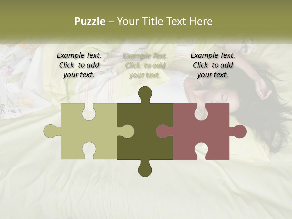 A Woman Laying On A Bed With A Teddy Bear PowerPoint Template