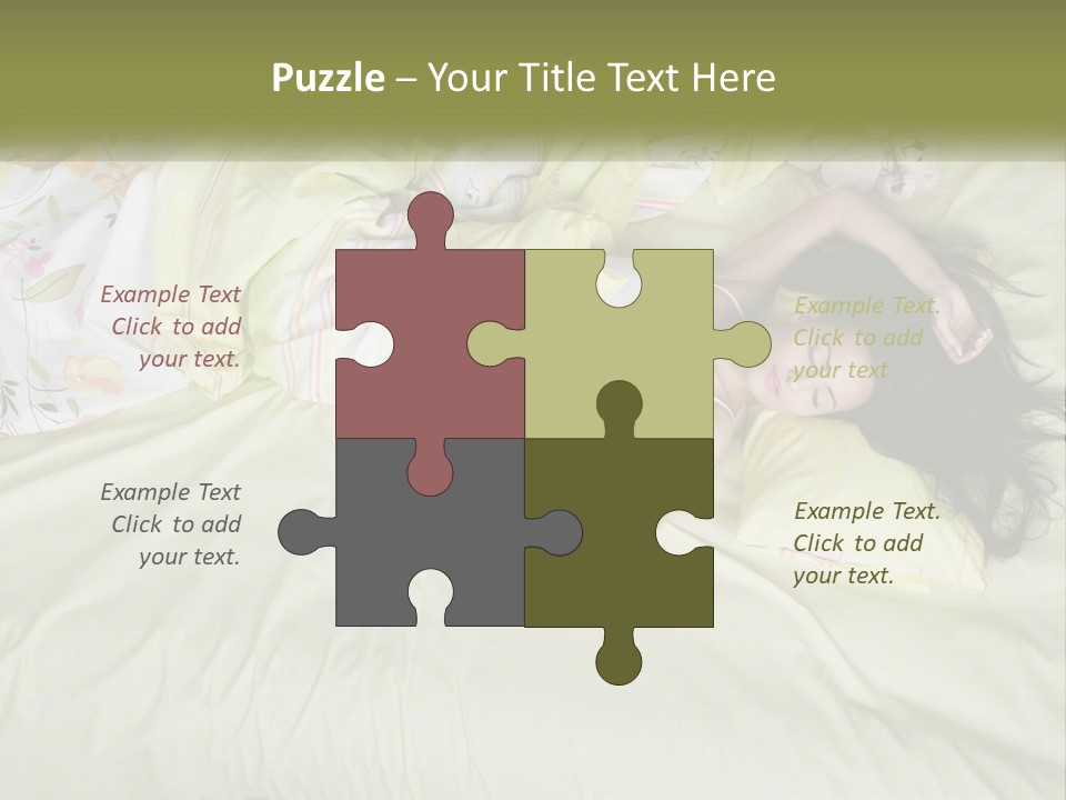 A Woman Laying On A Bed With A Teddy Bear PowerPoint Template