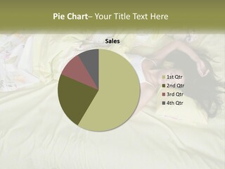 A Woman Laying On A Bed With A Teddy Bear PowerPoint Template