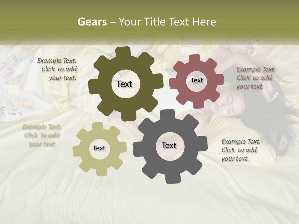 A Woman Laying On A Bed With A Teddy Bear PowerPoint Template