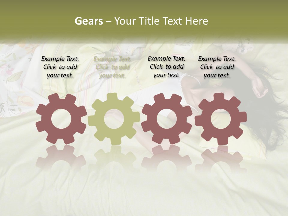 A Woman Laying On A Bed With A Teddy Bear PowerPoint Template