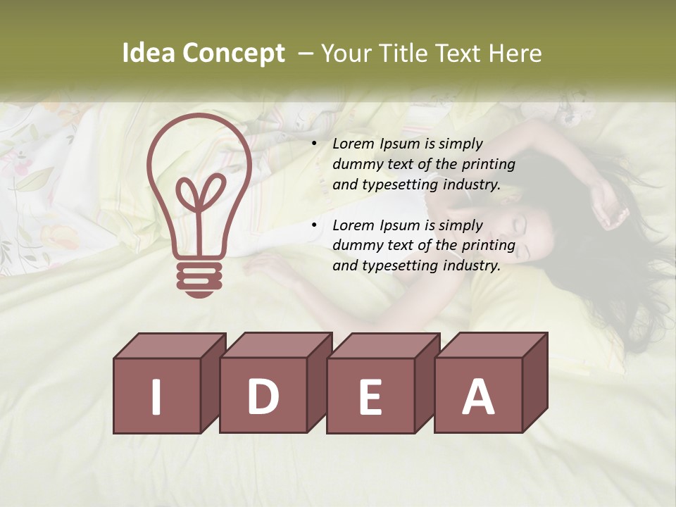 A Woman Laying On A Bed With A Teddy Bear PowerPoint Template