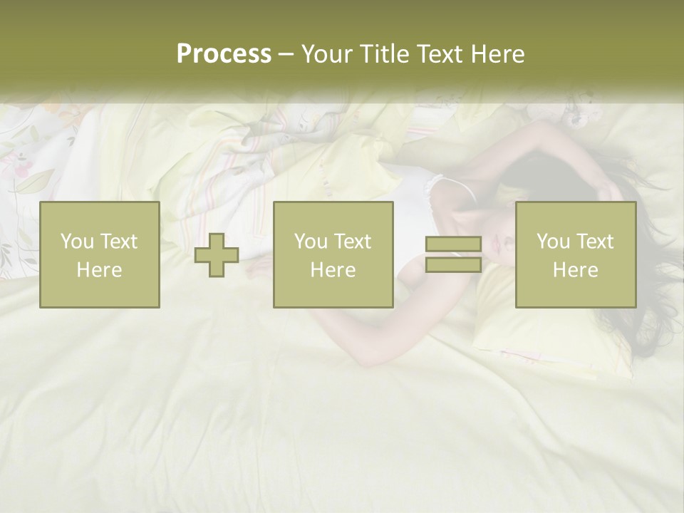 A Woman Laying On A Bed With A Teddy Bear PowerPoint Template