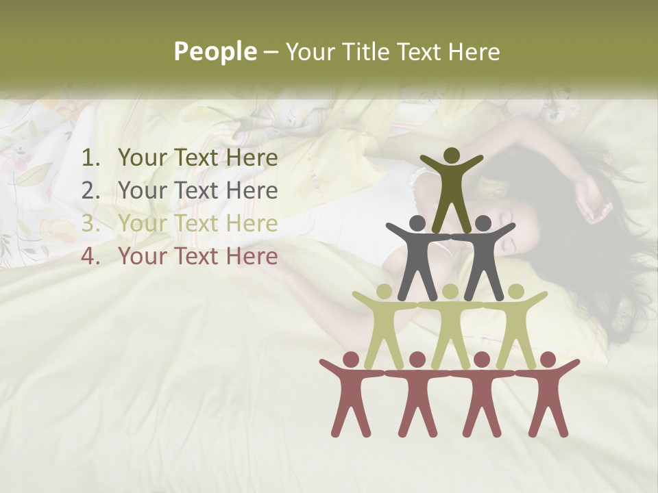 A Woman Laying On A Bed With A Teddy Bear PowerPoint Template