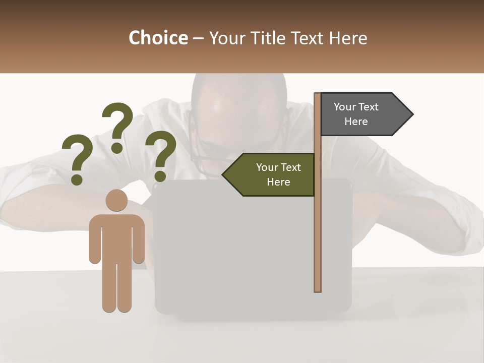 A Man Sitting In Front Of A Laptop Computer PowerPoint Template