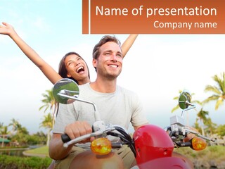 A Man And A Woman Riding On A Motorcycle PowerPoint Template