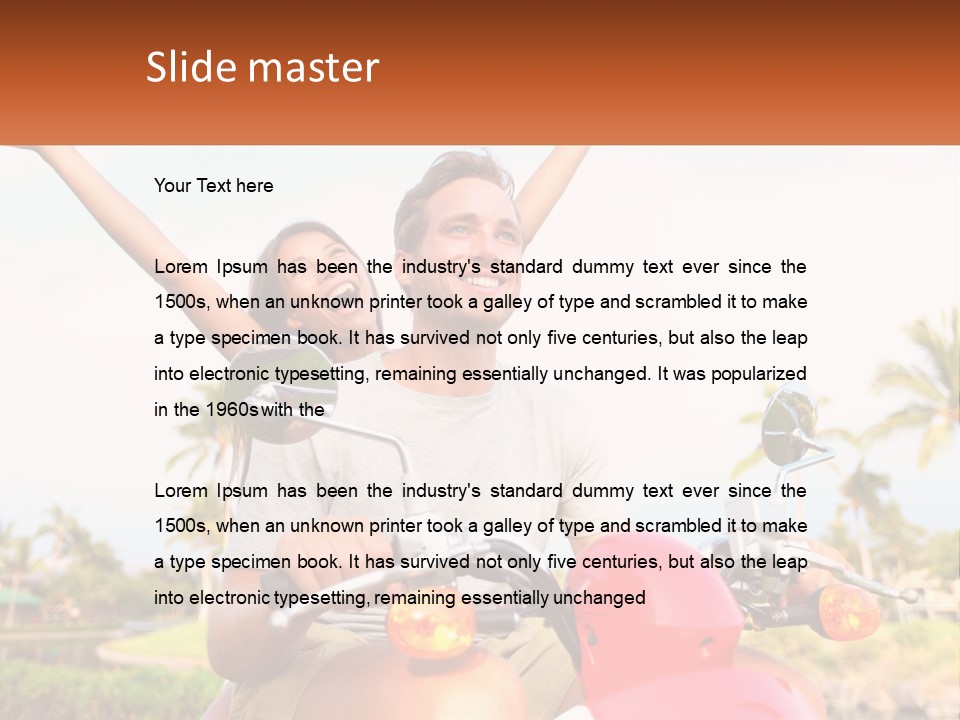 A Man And A Woman Riding On A Motorcycle PowerPoint Template