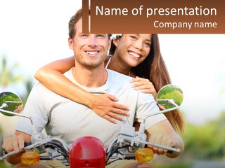 A Man And A Woman On A Motorcycle PowerPoint Template