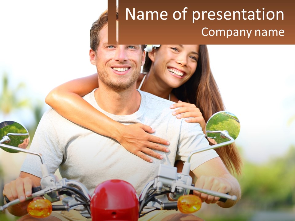 A Man And A Woman On A Motorcycle PowerPoint Template