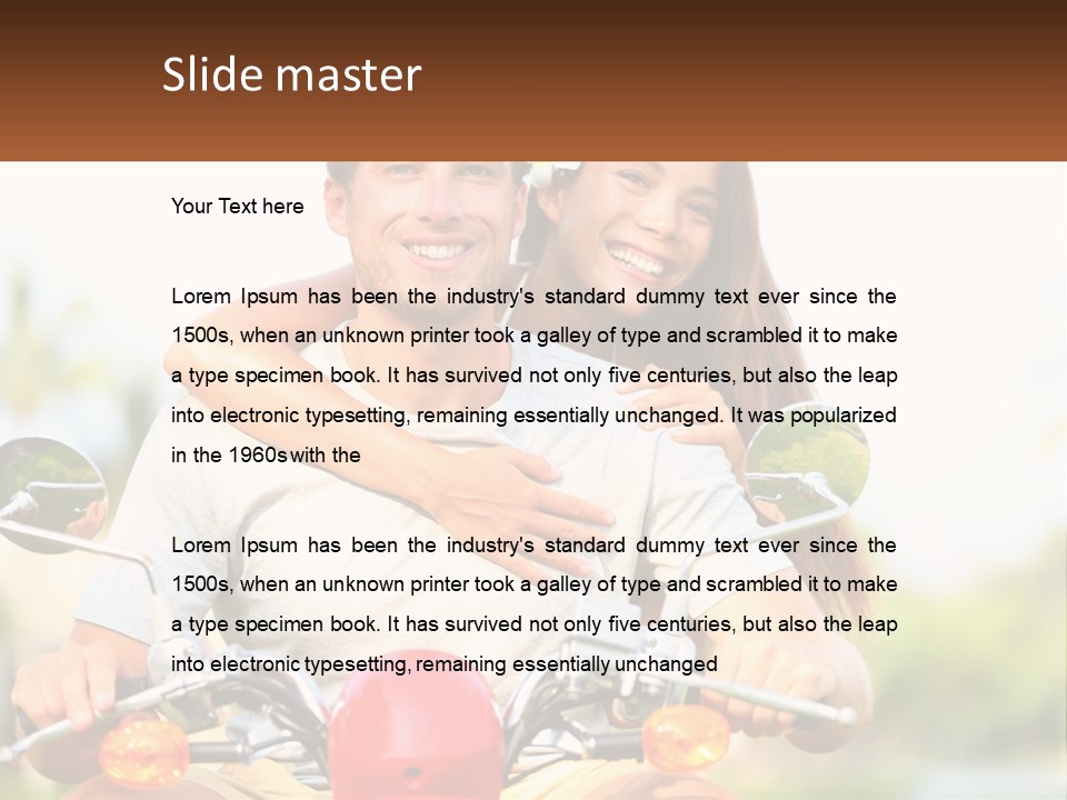 A Man And A Woman On A Motorcycle PowerPoint Template