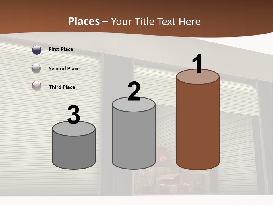 A Warehouse With Roller Shutters And A Brown Background PowerPoint Template