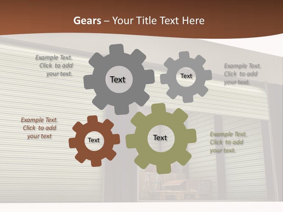 A Warehouse With Roller Shutters And A Brown Background PowerPoint Template