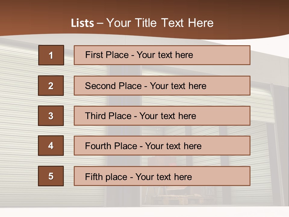 A Warehouse With Roller Shutters And A Brown Background PowerPoint Template