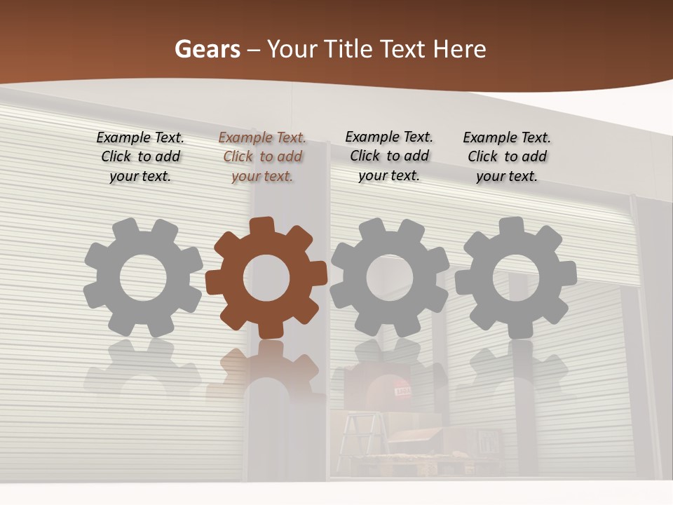 A Warehouse With Roller Shutters And A Brown Background PowerPoint Template