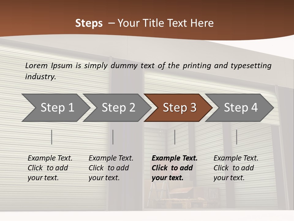 A Warehouse With Roller Shutters And A Brown Background PowerPoint Template
