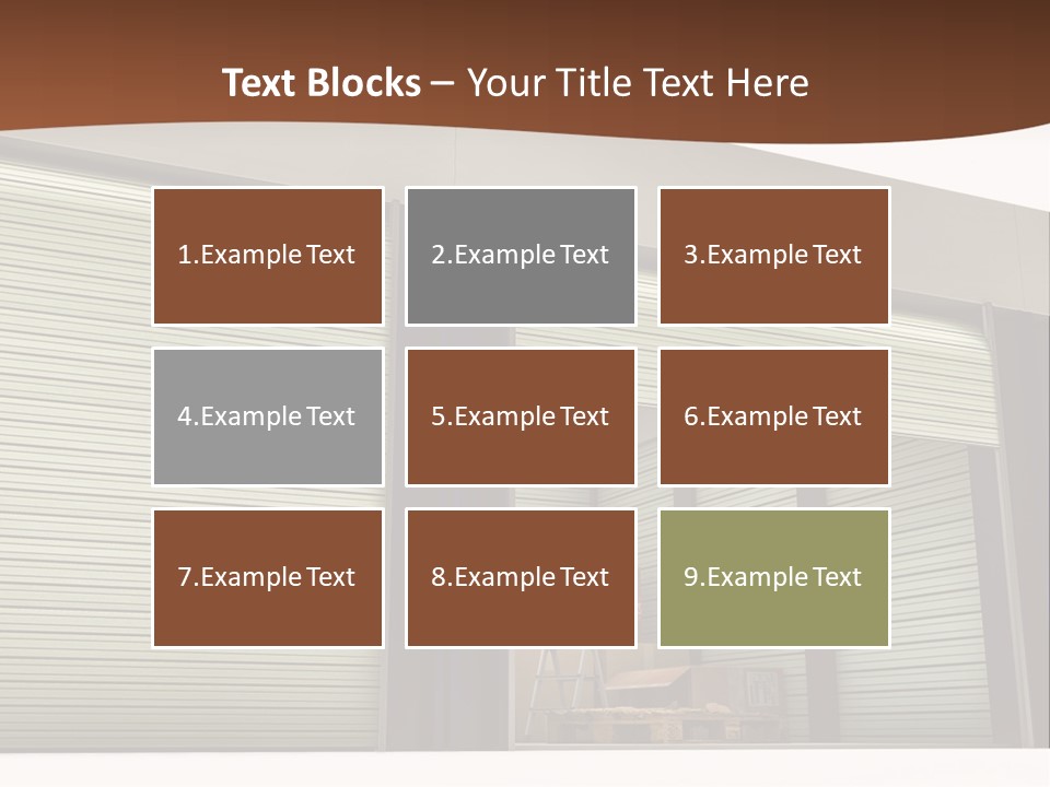 A Warehouse With Roller Shutters And A Brown Background PowerPoint Template
