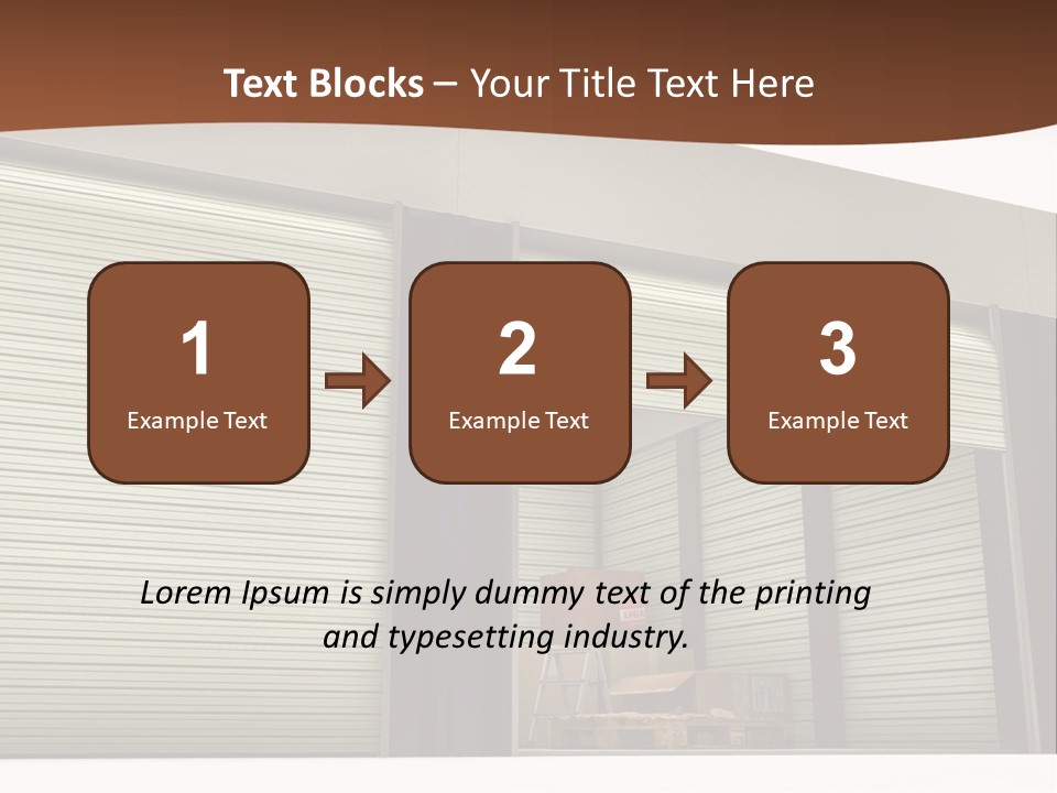 A Warehouse With Roller Shutters And A Brown Background PowerPoint Template