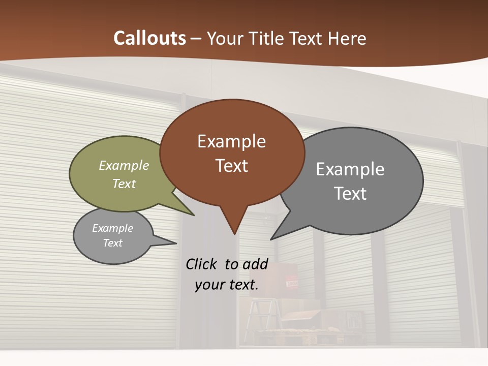 A Warehouse With Roller Shutters And A Brown Background PowerPoint Template