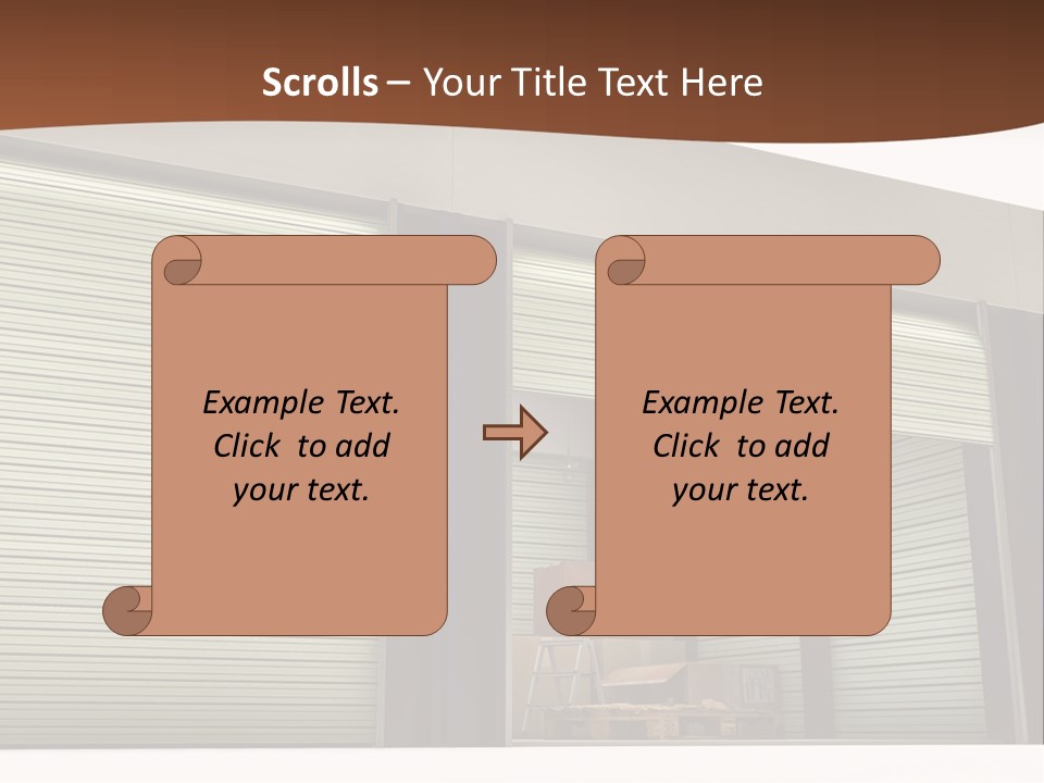 A Warehouse With Roller Shutters And A Brown Background PowerPoint Template
