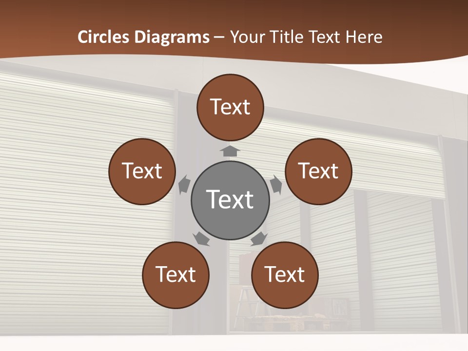 A Warehouse With Roller Shutters And A Brown Background PowerPoint Template