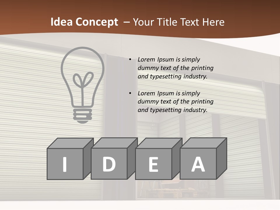 A Warehouse With Roller Shutters And A Brown Background PowerPoint Template