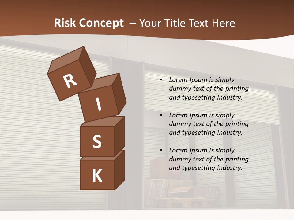 A Warehouse With Roller Shutters And A Brown Background PowerPoint Template